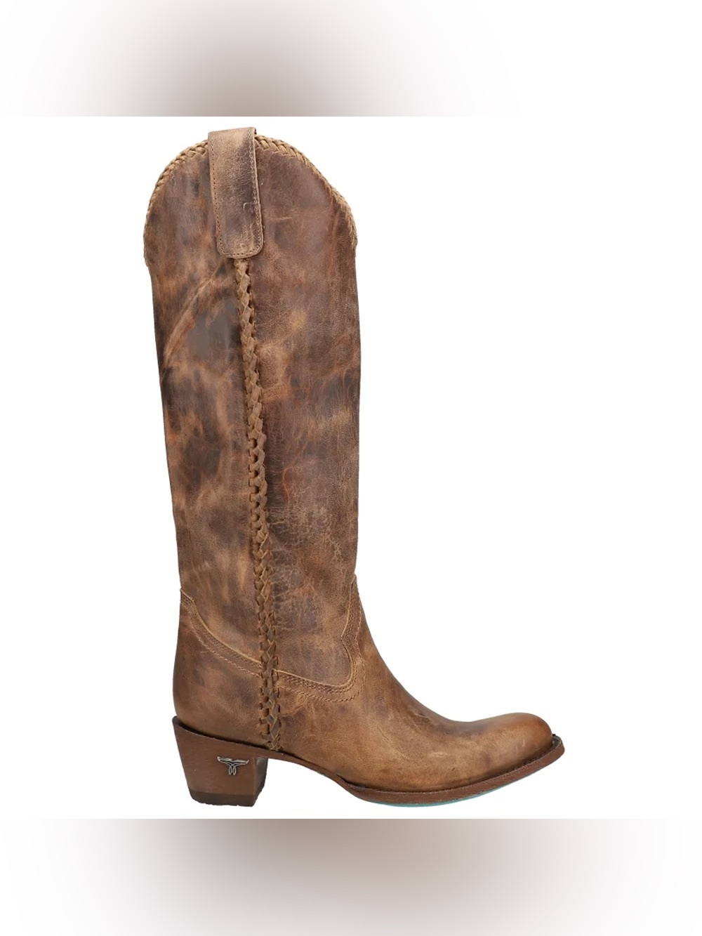 Lane Boots Plain Jane Braided Pull On Western Boots Brown Leather Size 10